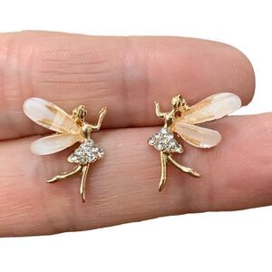 Fairy Tinkerbell Studs, Fairycore Angel Wings Tinker Bell Unisex Dainty Earrings